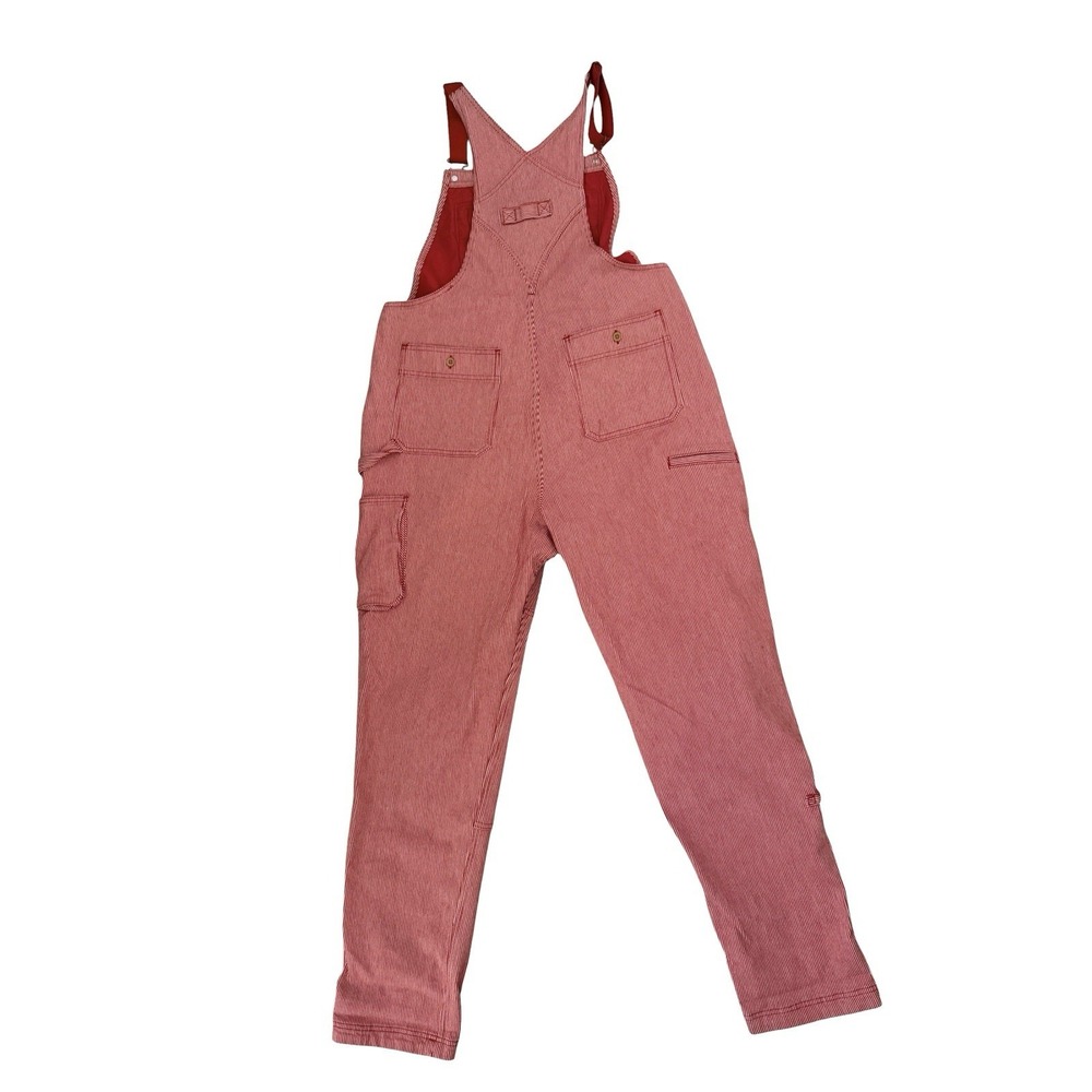 Duluth Trading Women Overalls L Red Railroad Pin Stripe Painter - Picture 11 of 16